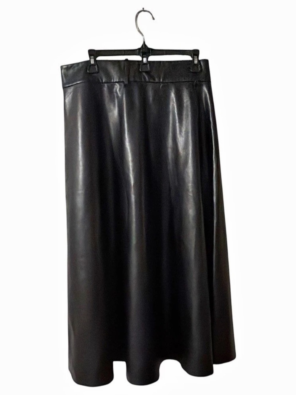 Zara Faux Leather A-Line Midi Skirt Black XL